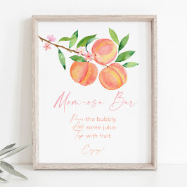 Póster Rótulo Baby Shower Mimosa Bar Peach Blossom