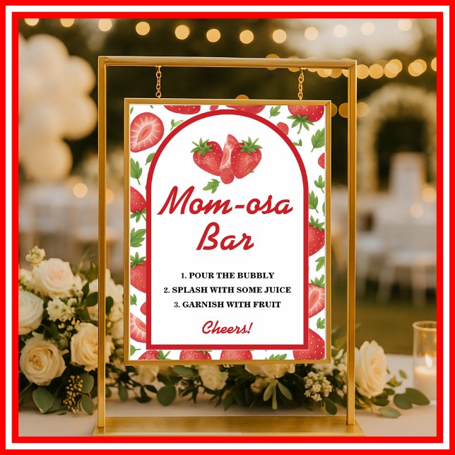 Póster Rótulo Baby Shower Momosa Bar Strawberry Berry Swe (Subido por el creador)