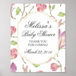 Póster Rótulo Baby Shower personalizado, Floral acuarela
