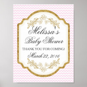 Póster Rótulo Baby Shower personalizado, oro rosado, Post