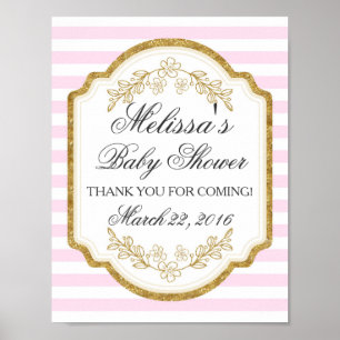 Póster Rótulo Baby Shower personalizado, oro rosado, Post