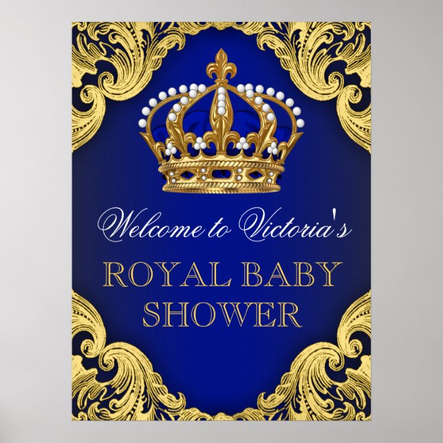 Póster Rótulo Baby Shower Prince (Frente)