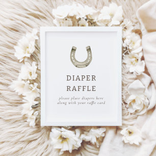 Póster Rótulo Baby Shower Raffle de Rodeo Occidental Mode
