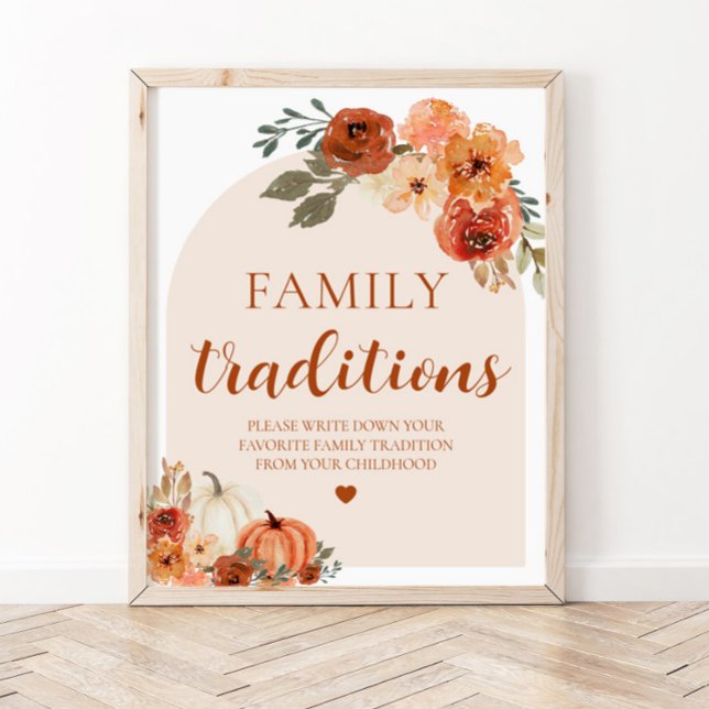 Póster Rótulo Baby Shower Tradición de la familia de cala (Subido por el creador)
