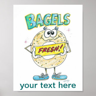 Póster Rótulo Bagel fresco