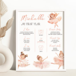 Póster Rótulo Ballerina Primer Cumpleaños