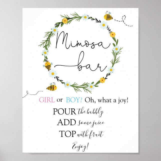 Póster Rótulo Bar Bee Mimosa (Frente)