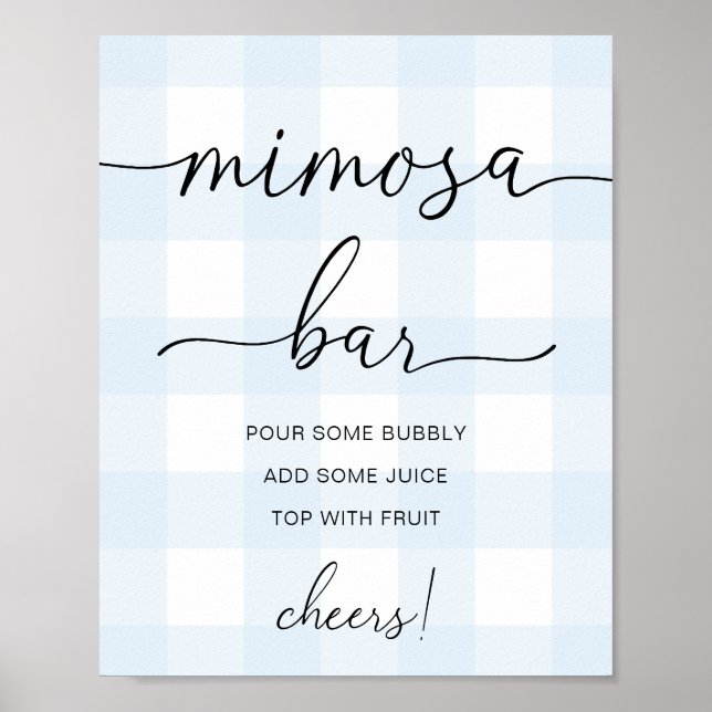 Póster Rótulo Bar Blue Gingham Mimosa (Frente)