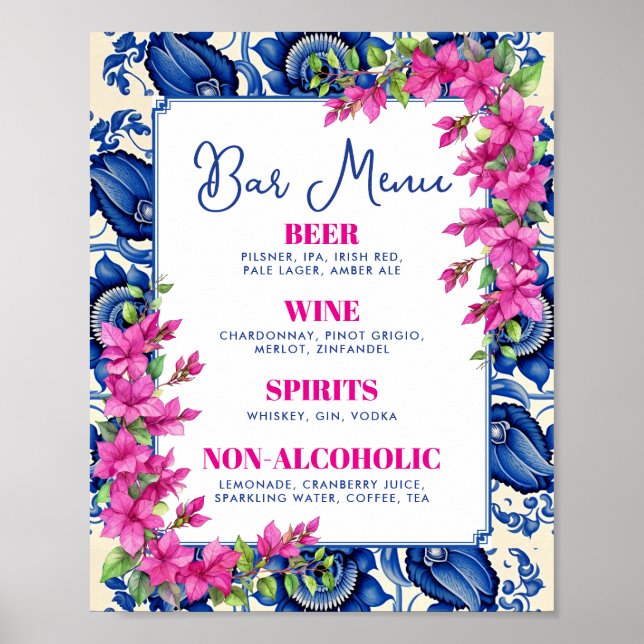 Póster Rótulo bar Bougainvillea Blue Tile (Frente)
