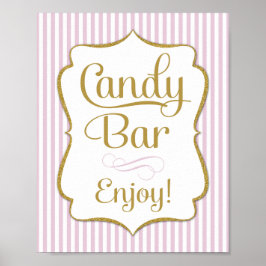 Póster Rótulo Bar Candy Buffet de oro rosado