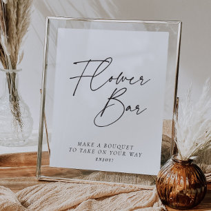 Póster Rótulo Bar Flor Elegante Ducha Bridal