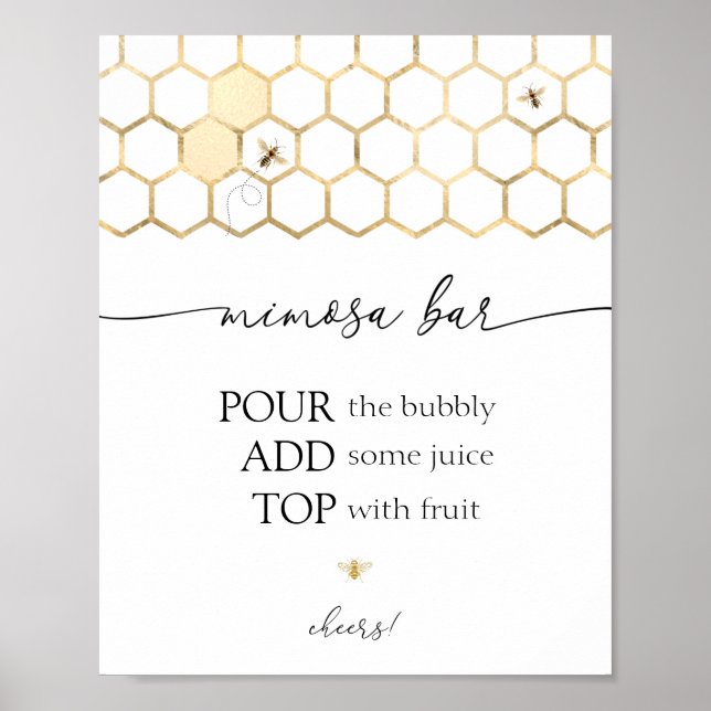 Póster Rótulo bar Golden Bee Shower Mimosa (Frente)