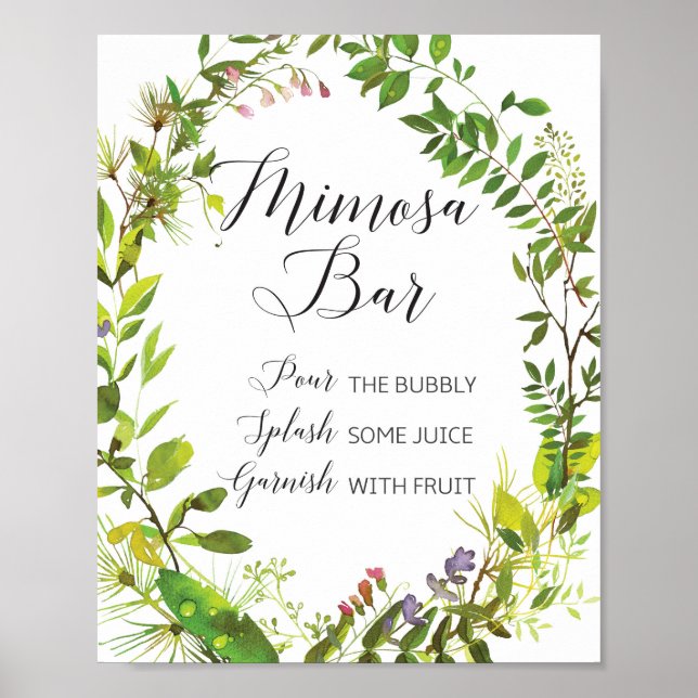 Póster Rótulo Bar Greenery Mimosa (Frente)