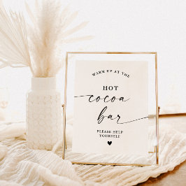 Póster Rótulo Bar Hot Cocoa, Cacao caliente Minimalista m