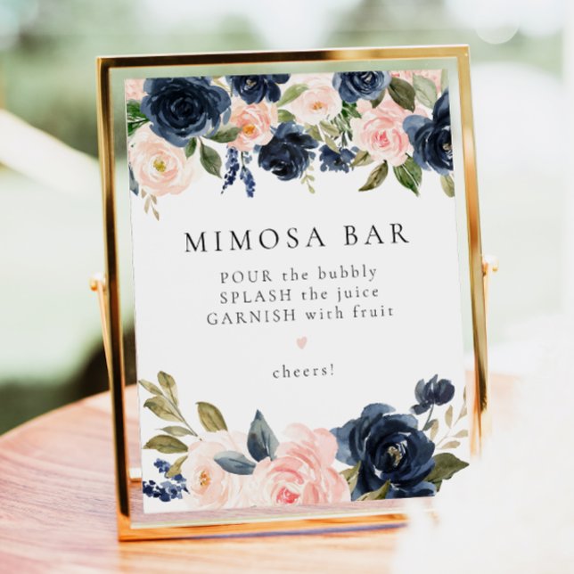 Póster Rótulo Bar Mimosa con flores de la marina romántic (Subido por el creador)