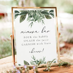 Póster RÓTULO Bar Mimosa moderno Boho Greenery