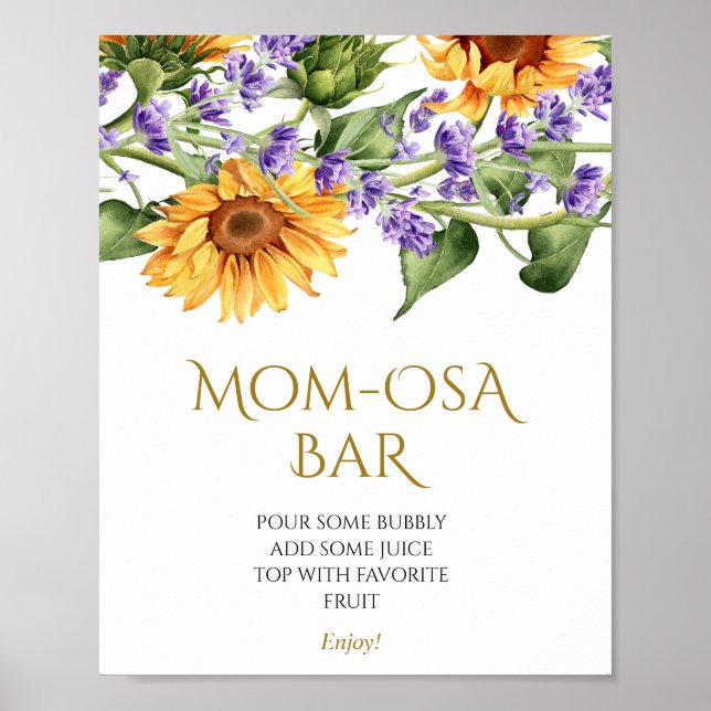 Póster Rótulo bar Momosa con ducha Sunflowers y Lavander  (Frente)
