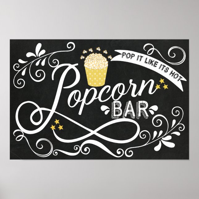 Póster Rótulo Bar Popcorn (Frente)