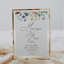 Póster Rótulo Bar Wildflowers and Bees Mimosa