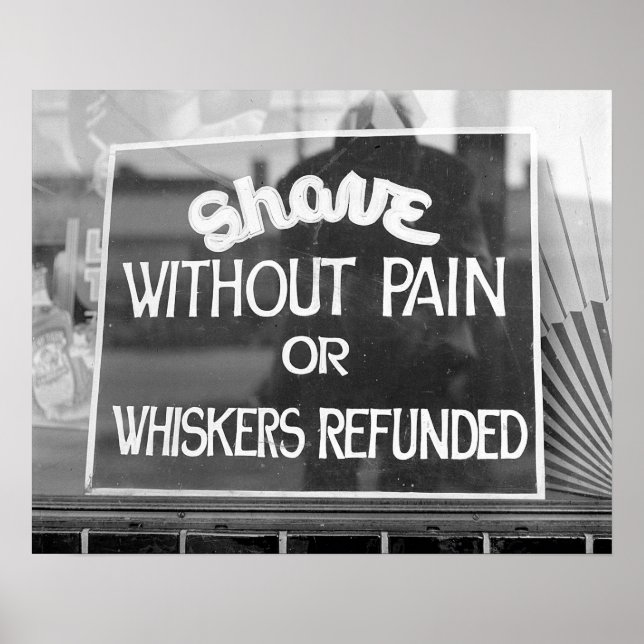 Póster Rótulo Barber Shop, 1942. Foto de cosecha de vinta (Frente)