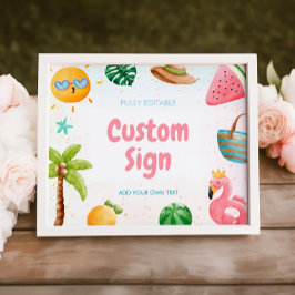 Póster Rótulo Beach Birthday, Rótulo Fiesta de la piscina