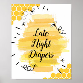 Póster Rótulo Bee Late Night Diapers