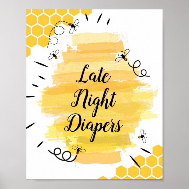 Póster Rótulo Bee Late Night Diapers (Frente)
