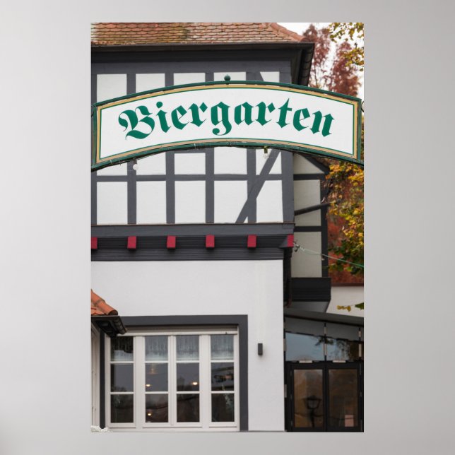 Póster Rótulo Biergarten, Alemania (Frente)