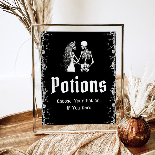 Póster Rótulo Black Gothic Halloween Skeleton Potions (Subido por el creador)