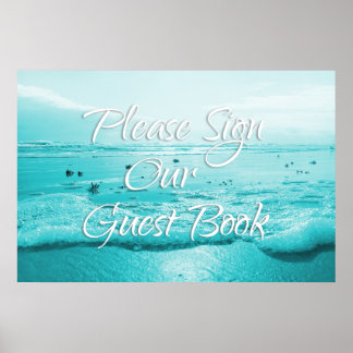 Póster Rótulo Blue Beach Nuestro Poster de la Mesa del Li