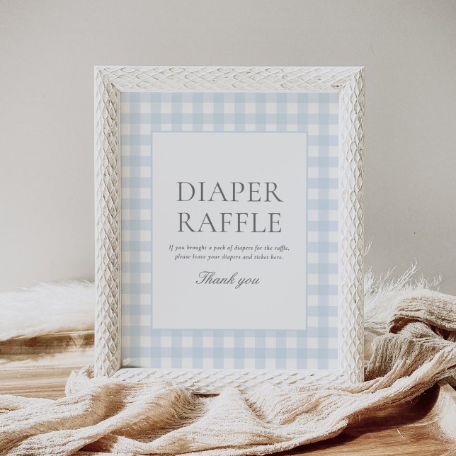 Póster Rótulo Blue Gingham Baby Shower Diaper Raffle (Subido por el creador)