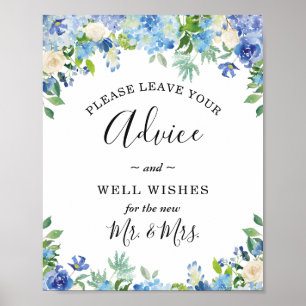 Póster Rótulo Blue Hydrangea Advice and Well Wies