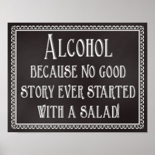 Póster Rótulo boda Alcohol Ninguna buena historia empieza