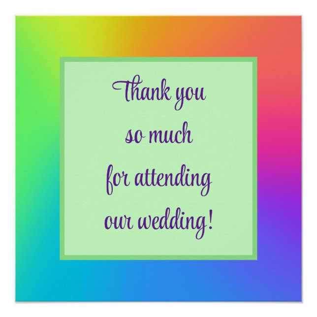 Póster Rótulo Boda arcoiris (Anverso)