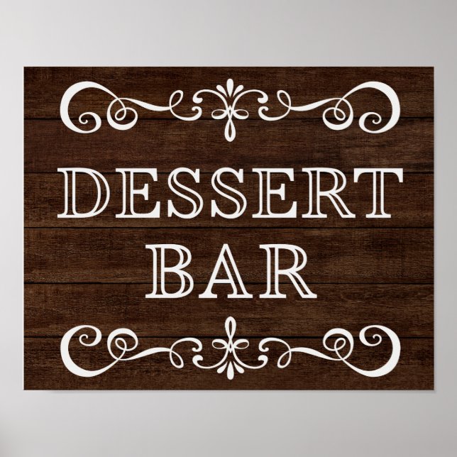 Póster Rótulo boda - Bar de postres Rótulo de Boda Rústic (Frente)
