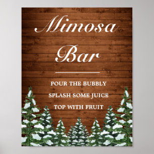 Póster Rótulo Boda Bar Mimosa Wood & Forest Pines