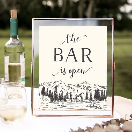 Póster Rótulo Boda Bar Mountain Sketch