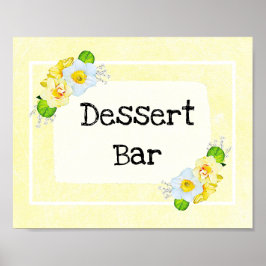 Póster Rótulo boda Barra de postres Floral Amarilla