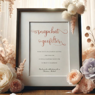 Póster Rótulo Boda blanco rosa de geofiltro Snapchat