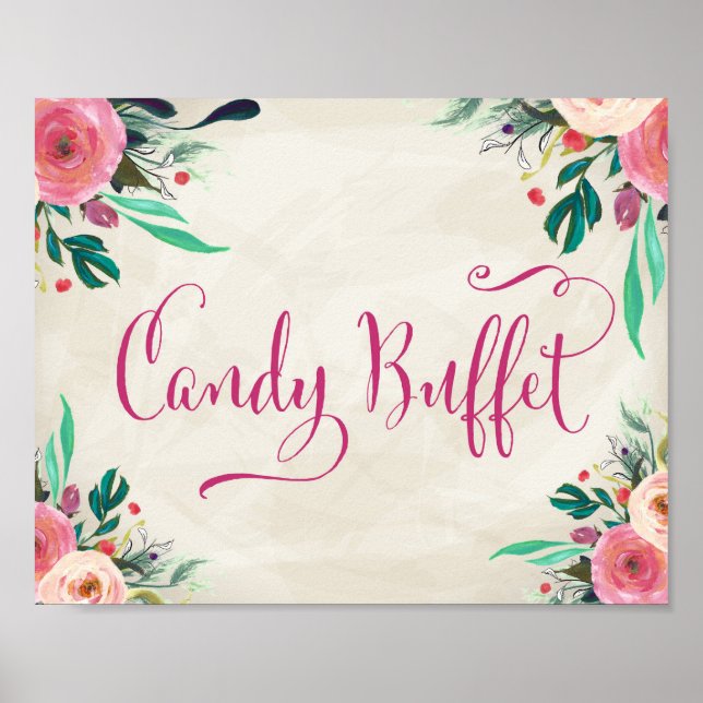 Póster Rótulo boda - Buffet de caramelos (Frente)