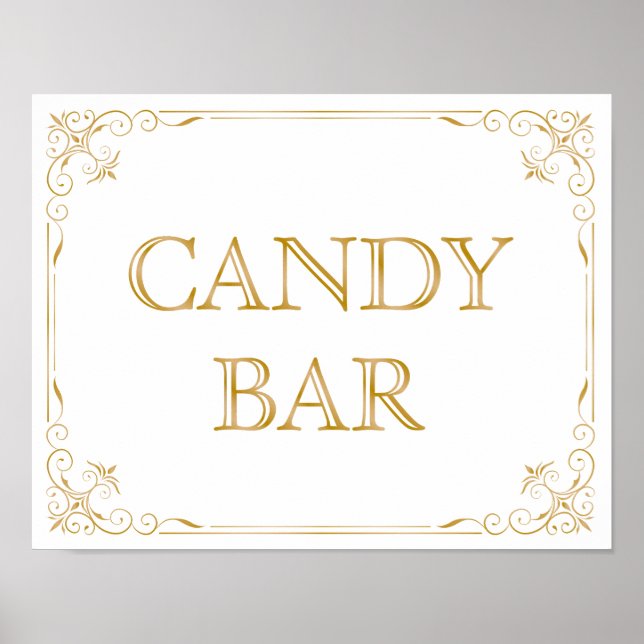 Póster Rótulo Boda Candy Bar | Caligrafía moderna (Frente)