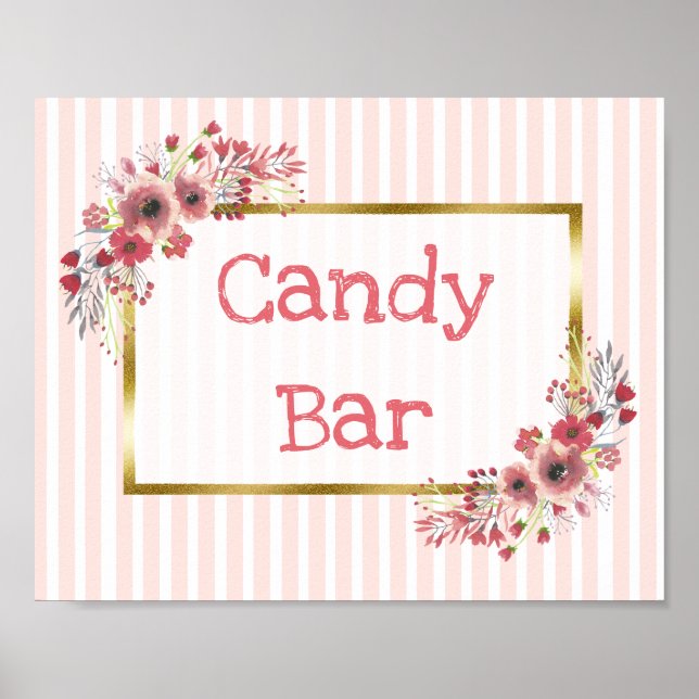 Póster Rótulo boda Candy Bar Chalkboard Look (Frente)