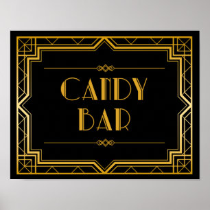 Póster Rótulo Boda Candy Bar   Gatsby Art Deco