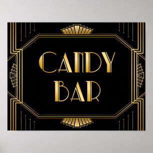 Póster Rótulo Boda Candy Bar   Gatsby Art Deco