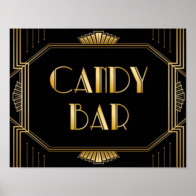 Póster Rótulo Boda Candy Bar | Gatsby Art Deco (Frente)