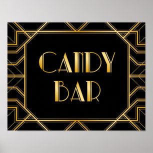 Póster Rótulo Boda Candy Bar   Gatsby Art Deco