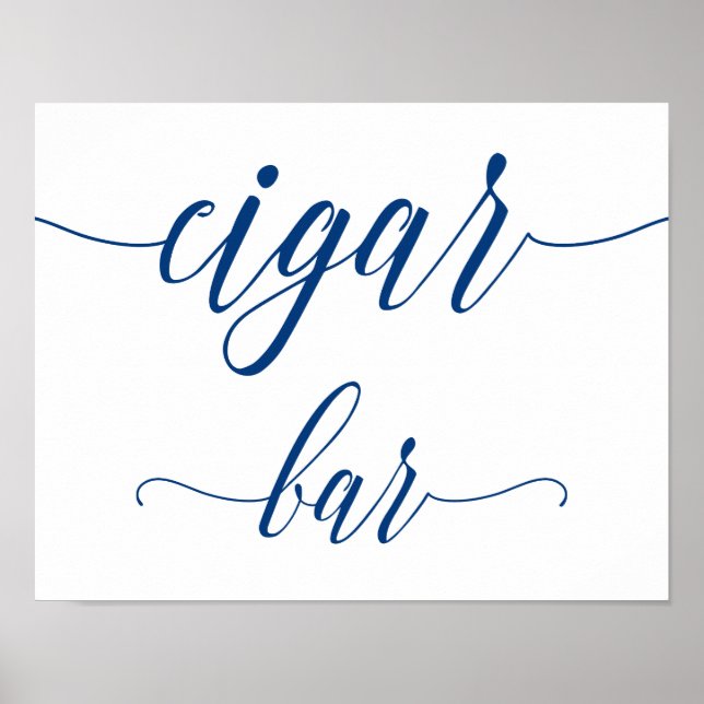 Póster Rótulo Boda de bar de puros en caligrafía azul de  (Frente)