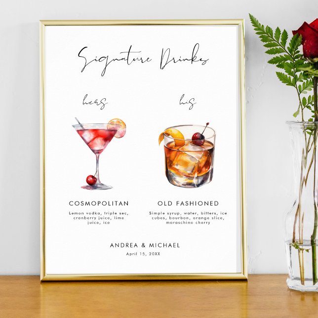 Póster Rótulo Boda de barra de bebidas de escritura moder (Subido por el creador)