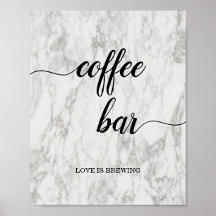 Póster Rótulo Boda de barra de café con guión de caligraf
