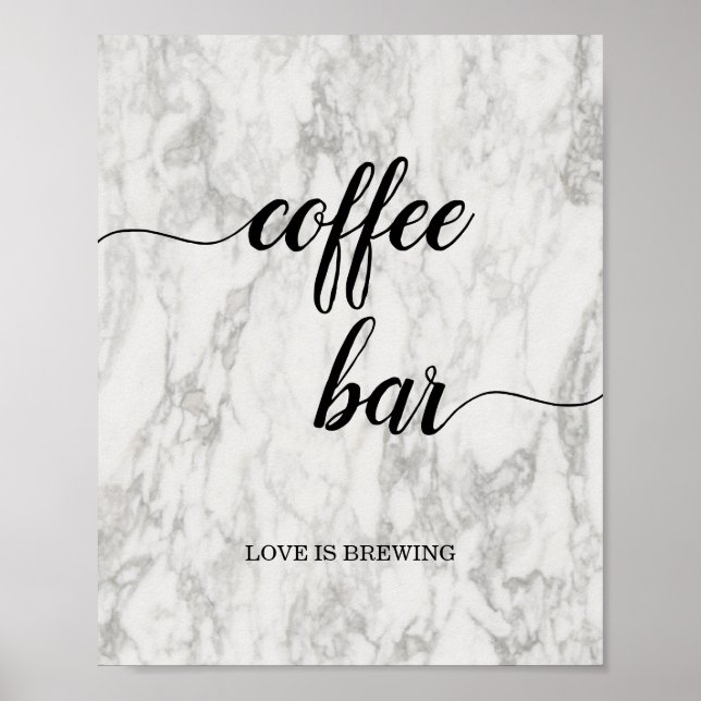 Póster Rótulo Boda de barra de café con guión de caligraf (Frente)